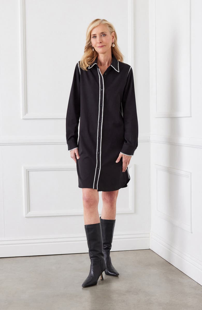 Karen Kane Edge Stitch Long Sleeve Shirtdress, Alternate, color,