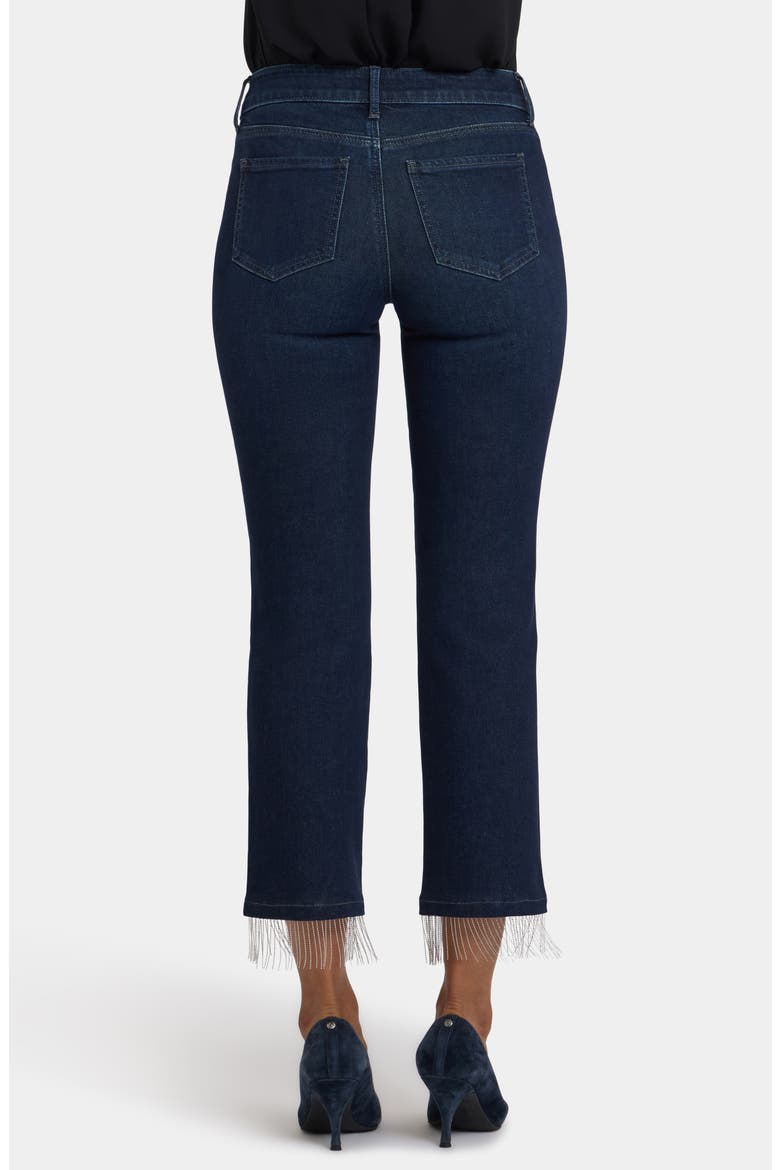 Marilyn Beaded Fringe Ankle Straight Leg Jeans, Alternate, color, BLACKEN BLUE