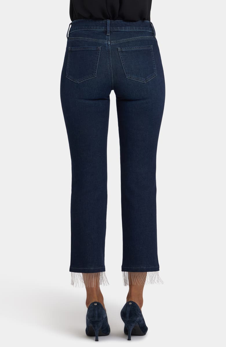 NYDJ Marilyn Beaded Fringe Ankle Straight Leg Jeans, Alternate, color, Blacken Blue