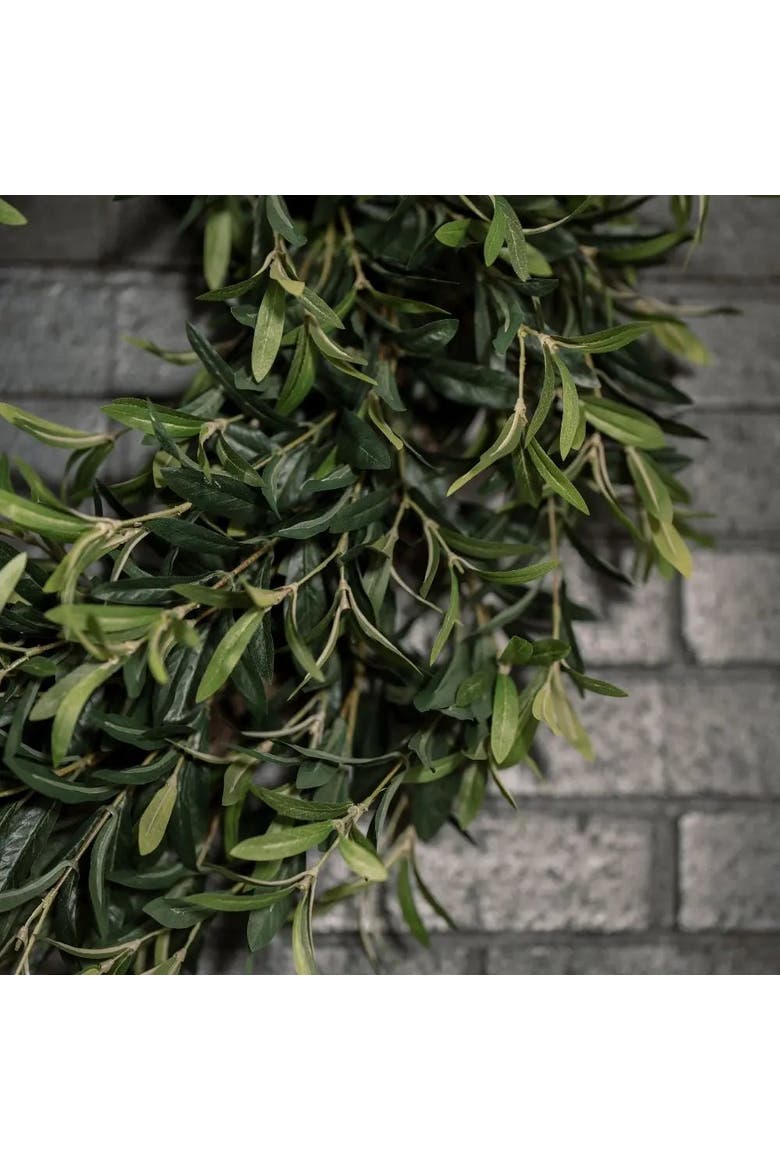 24" Artificial Olive Leaf Wreath, Alternate, color, Green