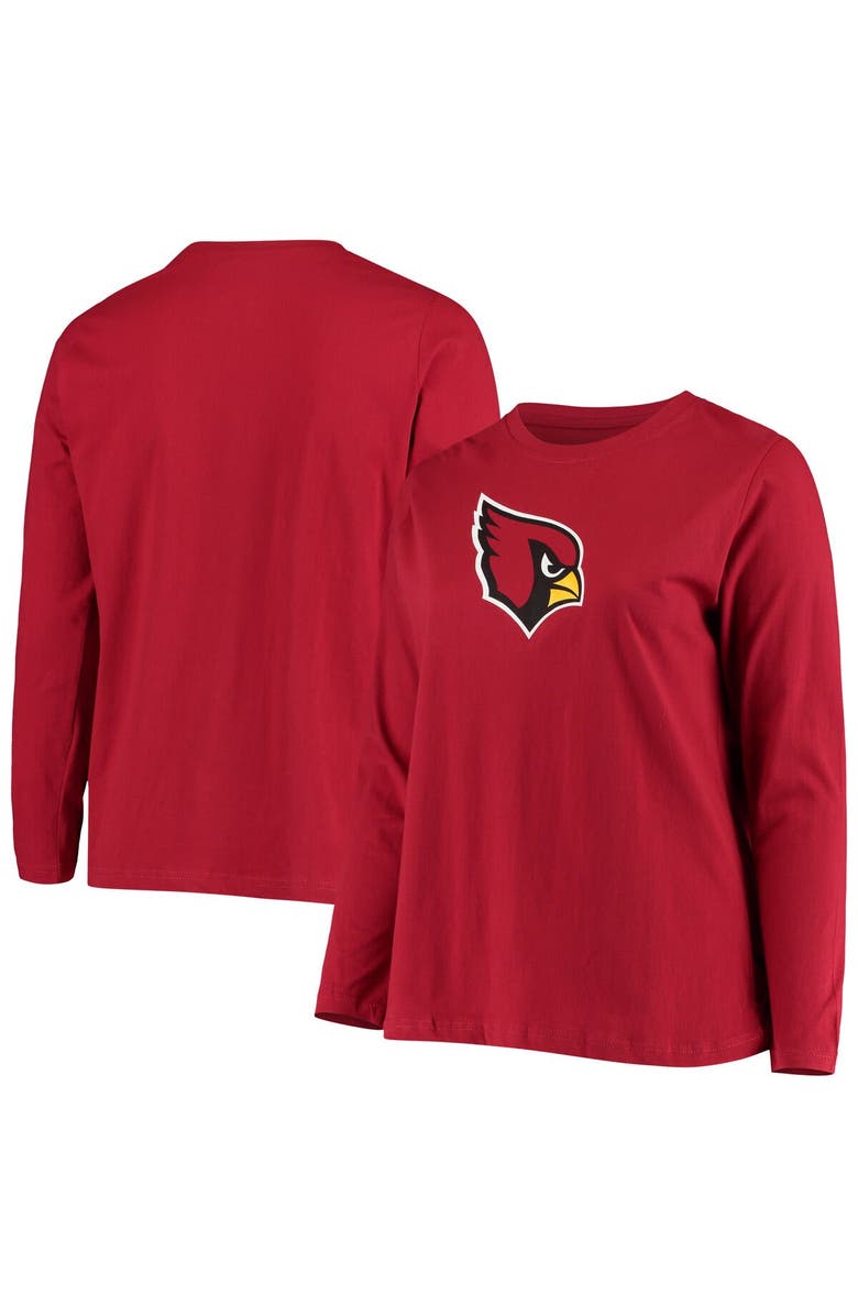FANATICS Women's Fanatics Branded Cardinal Arizona Cardinals Plus Size Primary Logo Long Sleeve T-Shirt, Main, color, Cardinal