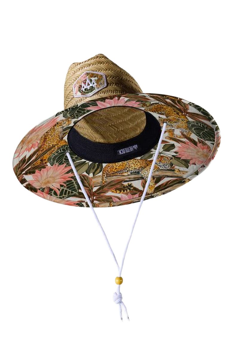 Hemlock Maya Straw Lifeguard Hat, Alternate, color, Jaguar Floral
