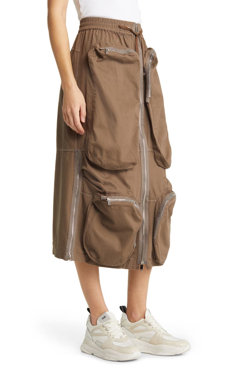 Esther Cargo Cotton Blend Midi Skirt, Alternate, color, GREEN