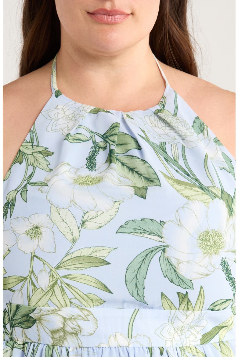 Serenade Tiered Halter Maxi Dress, Alternate, color, BLUE/ WHITE/ GREENS