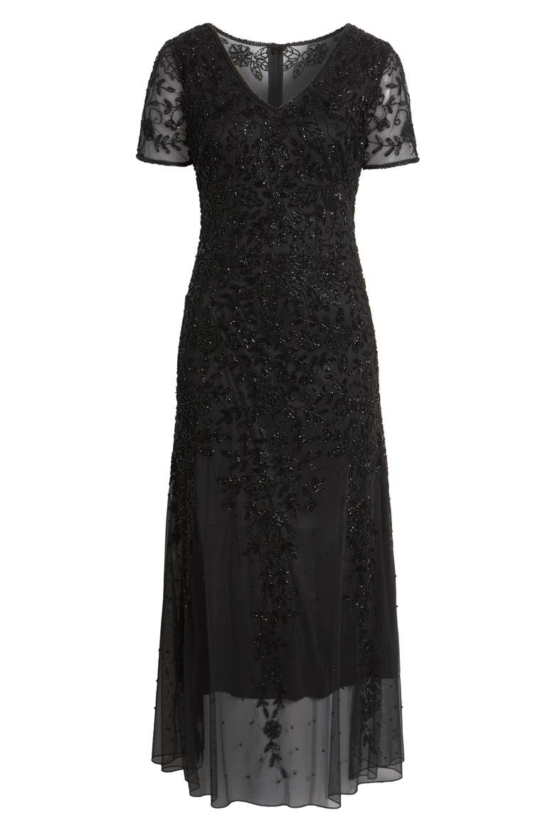 Beaded Chiffon Gown, Alternate, color, BLACK 001