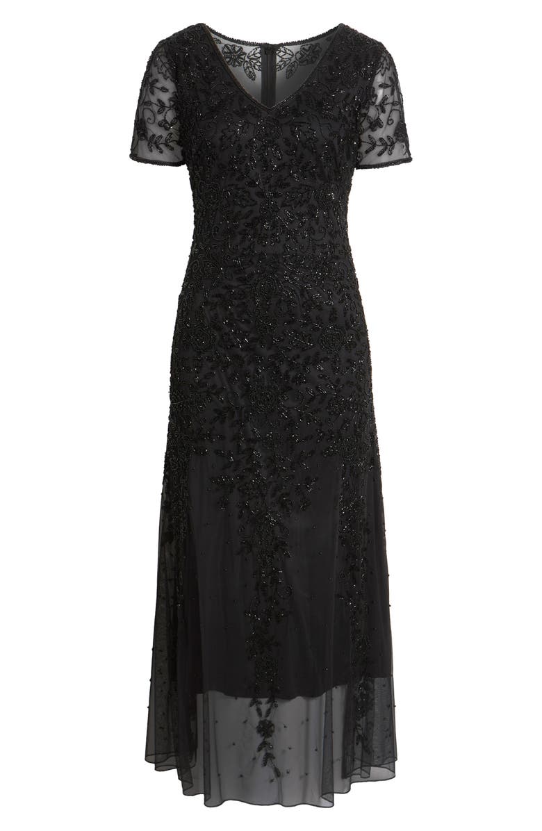 Pisarro Nights Beaded Chiffon Gown, Alternate, color, Black