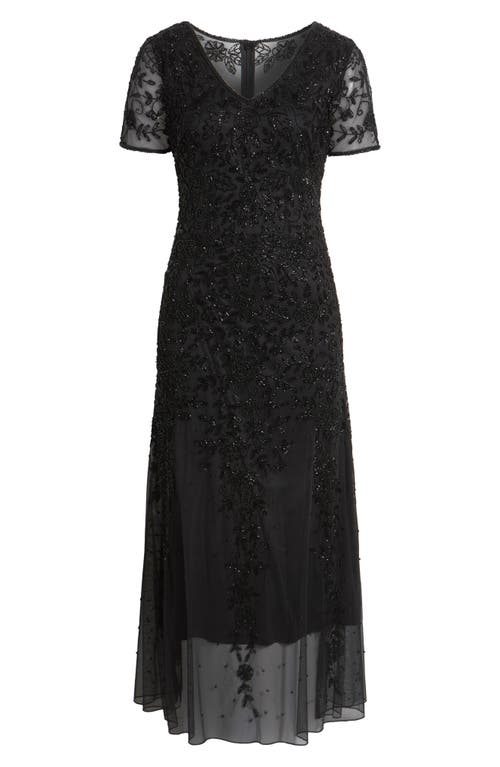 Pisarro Nights Beaded Chiffon Gown In Black