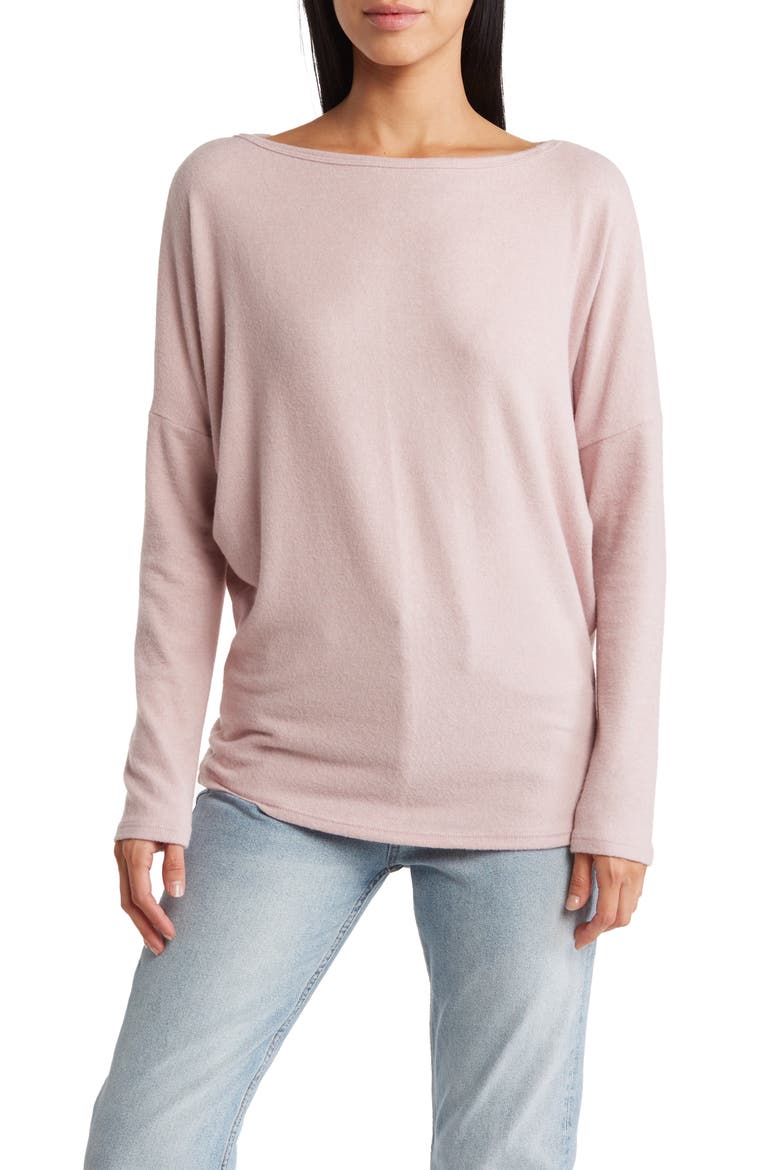 Boatneck Dolman Sleeve Sweater, Main, color, GOSSAMER PINK
