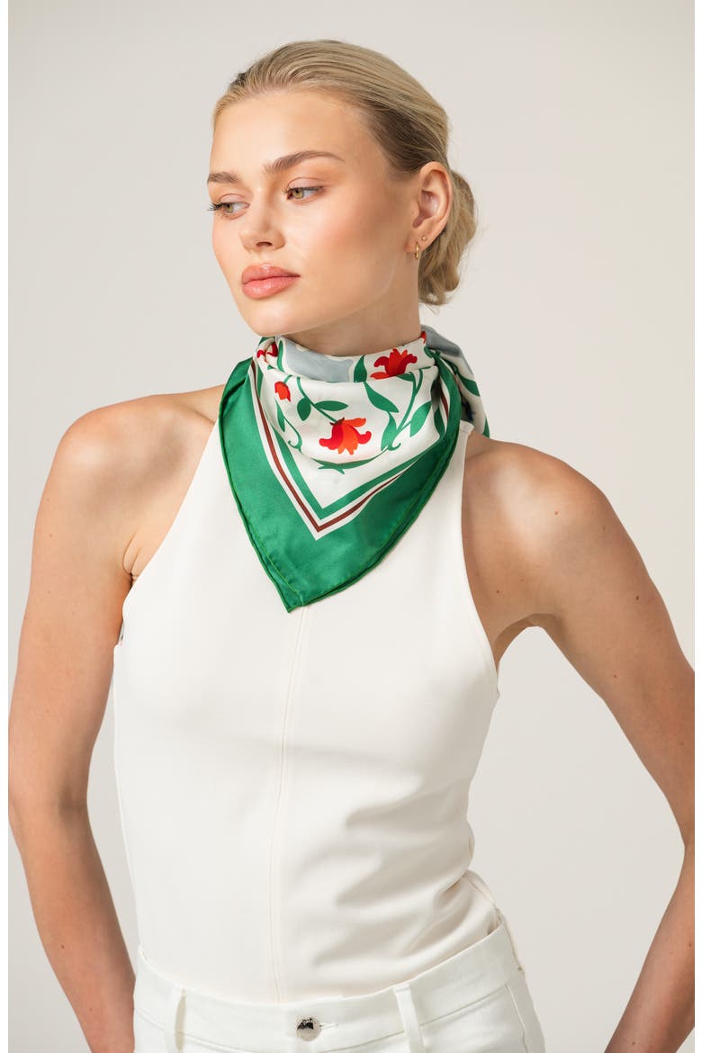 Green Valley Double Sided Silk Scarf, Alternate, color, Green