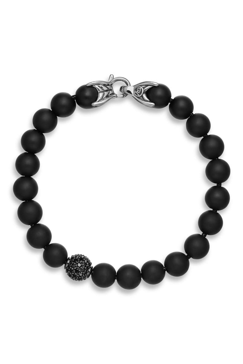 Spiritual Beads Bracelet in Sterling Silver with Pavé Station, Alternate, color, BLACK
