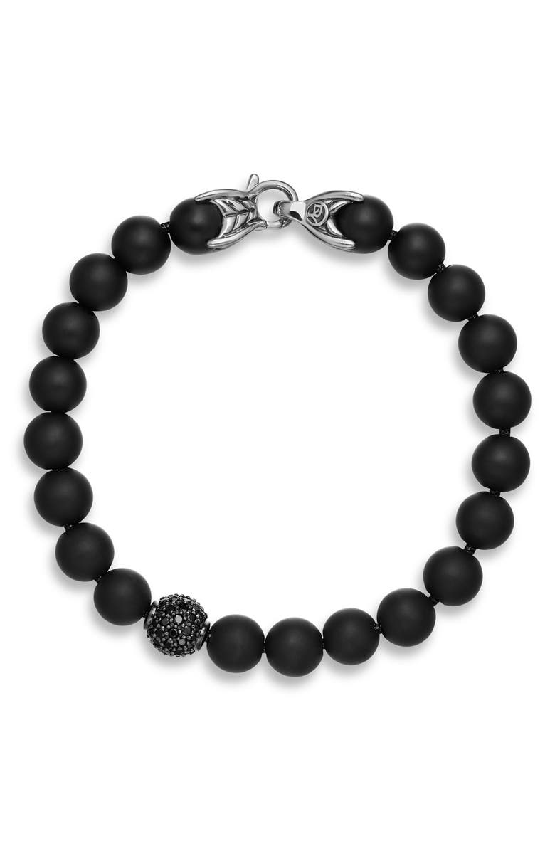 David Yurman Spiritual Beads Bracelet in Sterling Silver with Pavé Station, Alternate, color, Black
