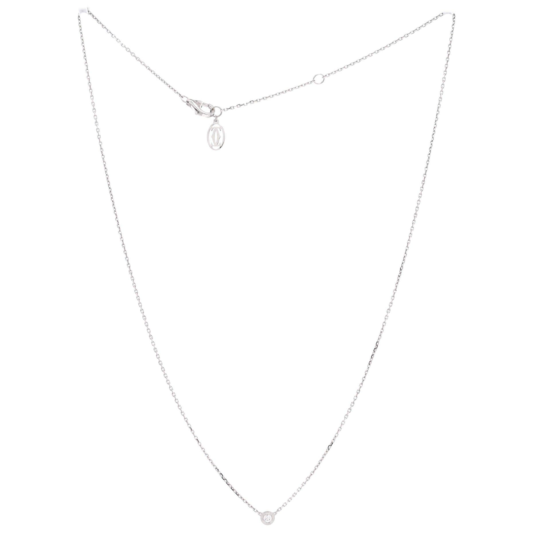 Cartier D'Amour Pendant Necklace 18K White Gold and Diamond XS, Alternate, color, Metallic Gold