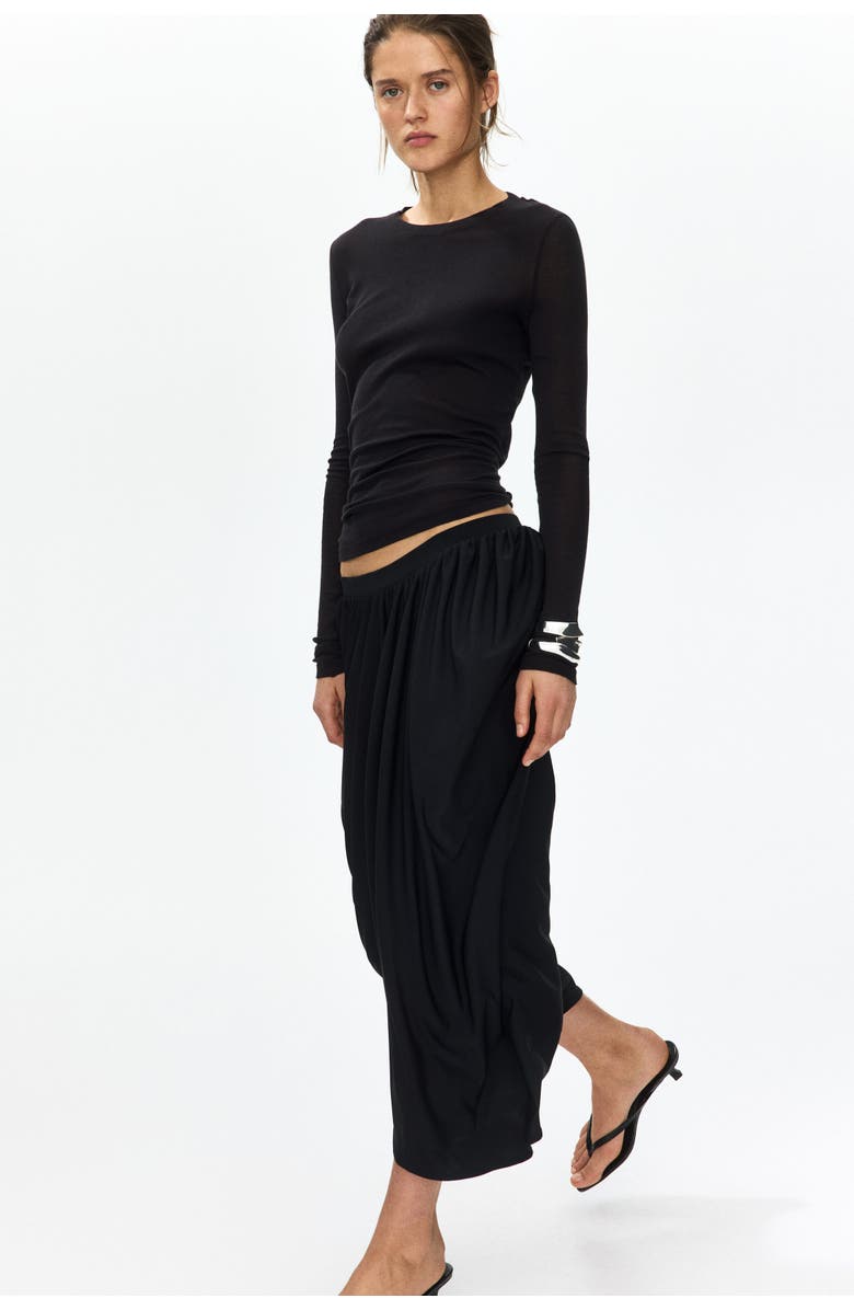 H&M Cropped Barrel Trousers, Alternate, color, Black