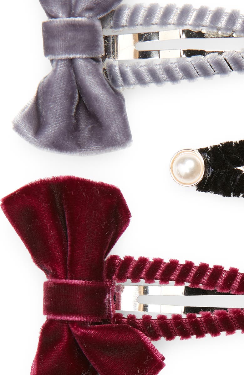 Tasha Assorted 4-Pack Velvet Hair Clips, Alternate, color, 