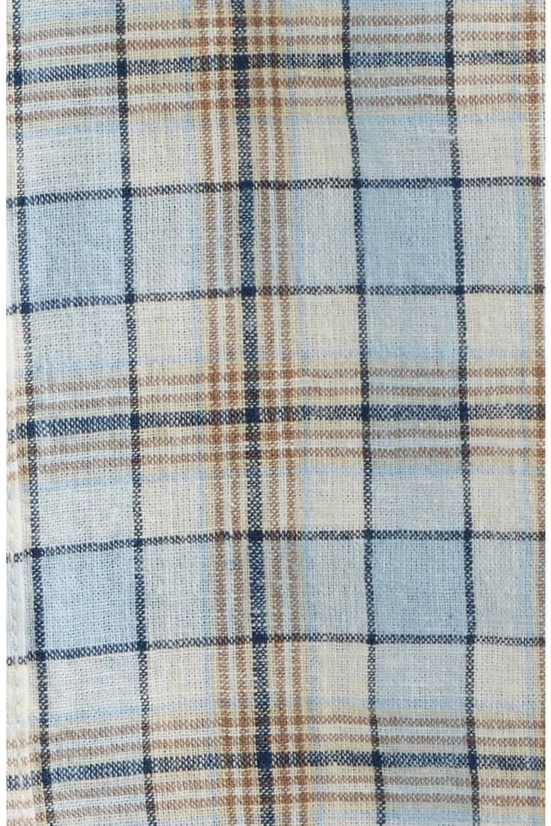 Serra Regular Fit Plaid Short Sleeve Cotton & Linen Sport Shirt, Alternate, color, SKY