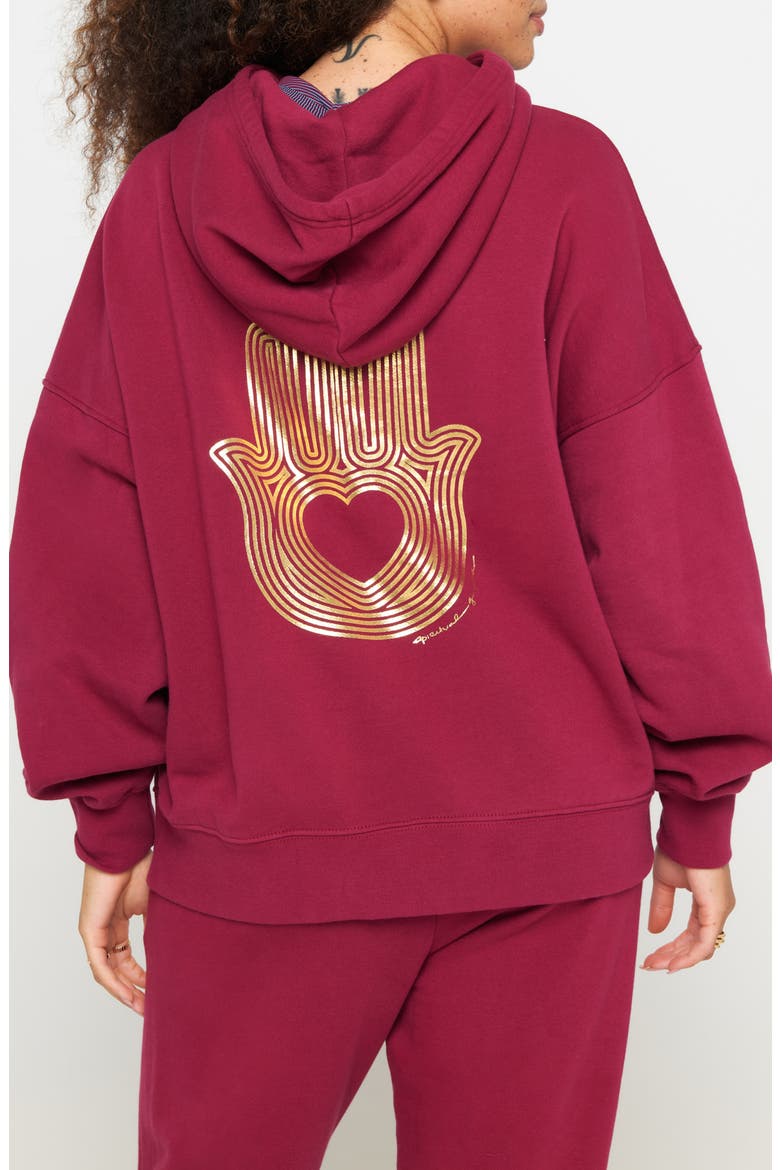 Radiant Hamsa Easy Hoodie, Alternate, color, PORT