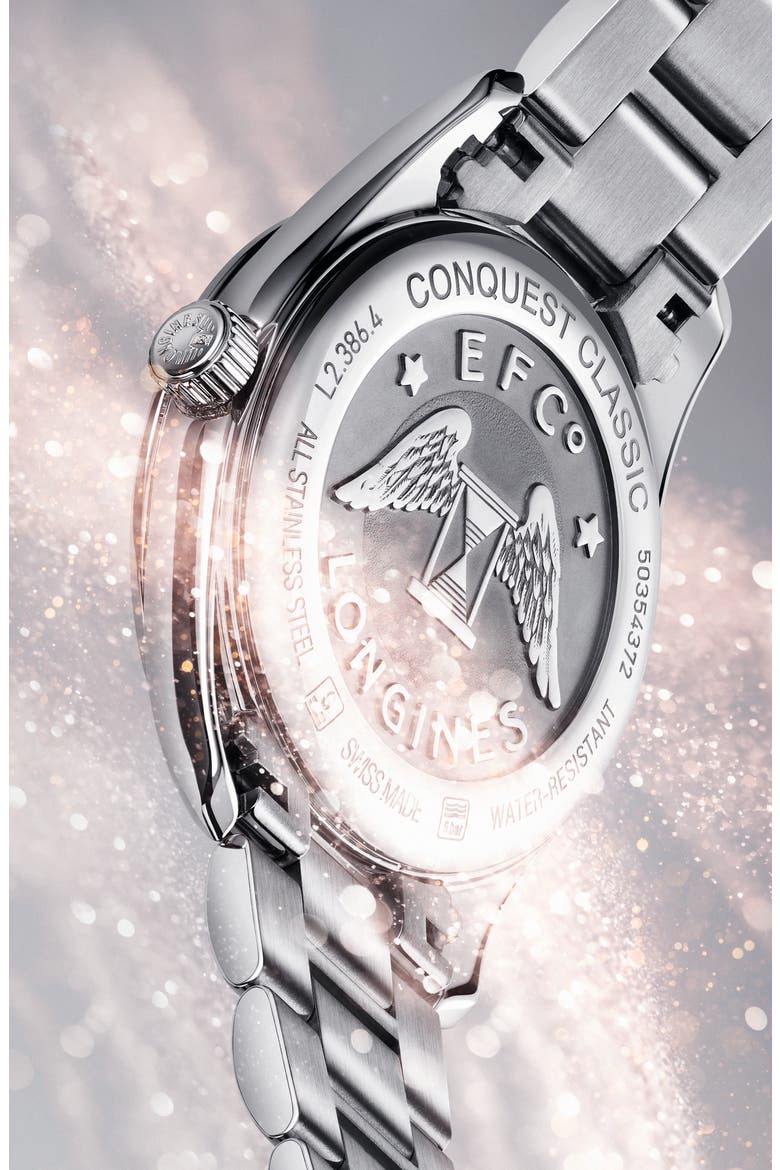 Conquest Classic Bracelet Watch, 34mm, Alternate, color, SILVER