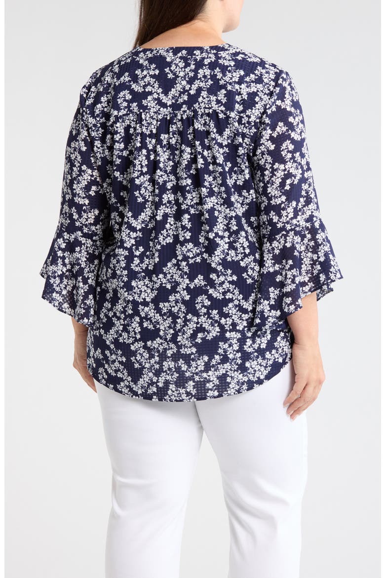 Floral Print Bell Sleeve Top, Alternate, color, PACIFIC NAVY/NAT WHT