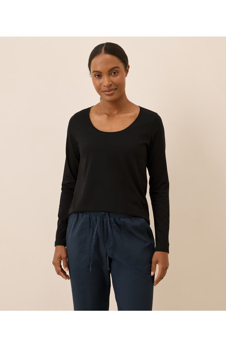 Pact Organic Cotton Softspun Long Sleeve Scoop Neck Tee, Main, color, Black