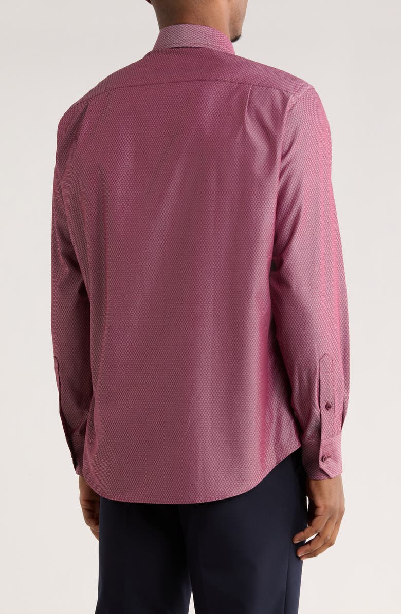 David Donahue Dobyy Dot Print Sport Shirt, Alternate, color, Burgundy