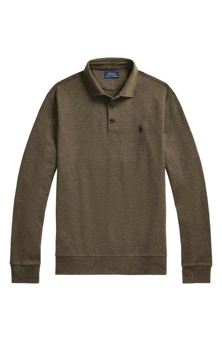 Polo Ralph Lauren Long Sleeve Luxury Cotton Blend Polo, Alternate, color, Wilson Olive Heather