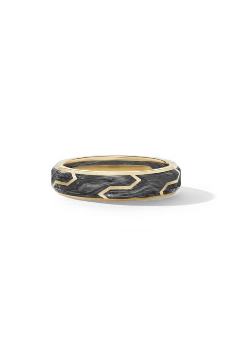 Forged Carbon Band Ring in 18K Gold, 6mm