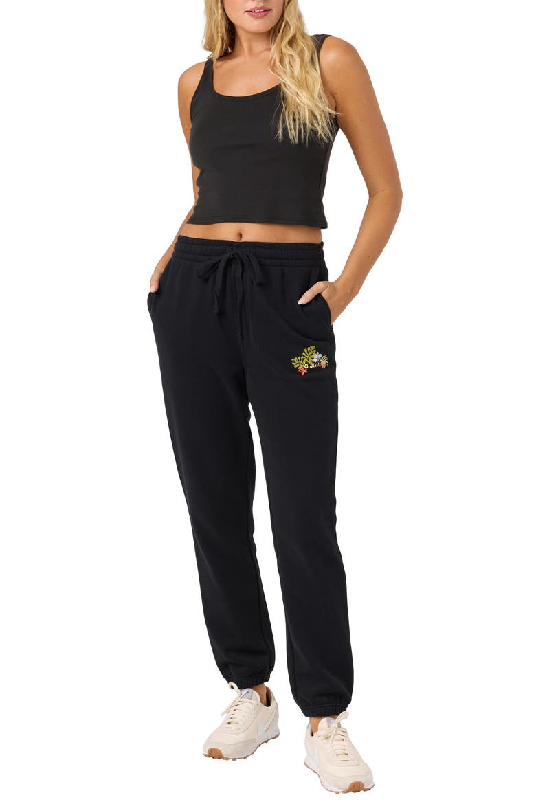 Tropic Floral Relaxed Sweatpants, Alternate, color, BLACK