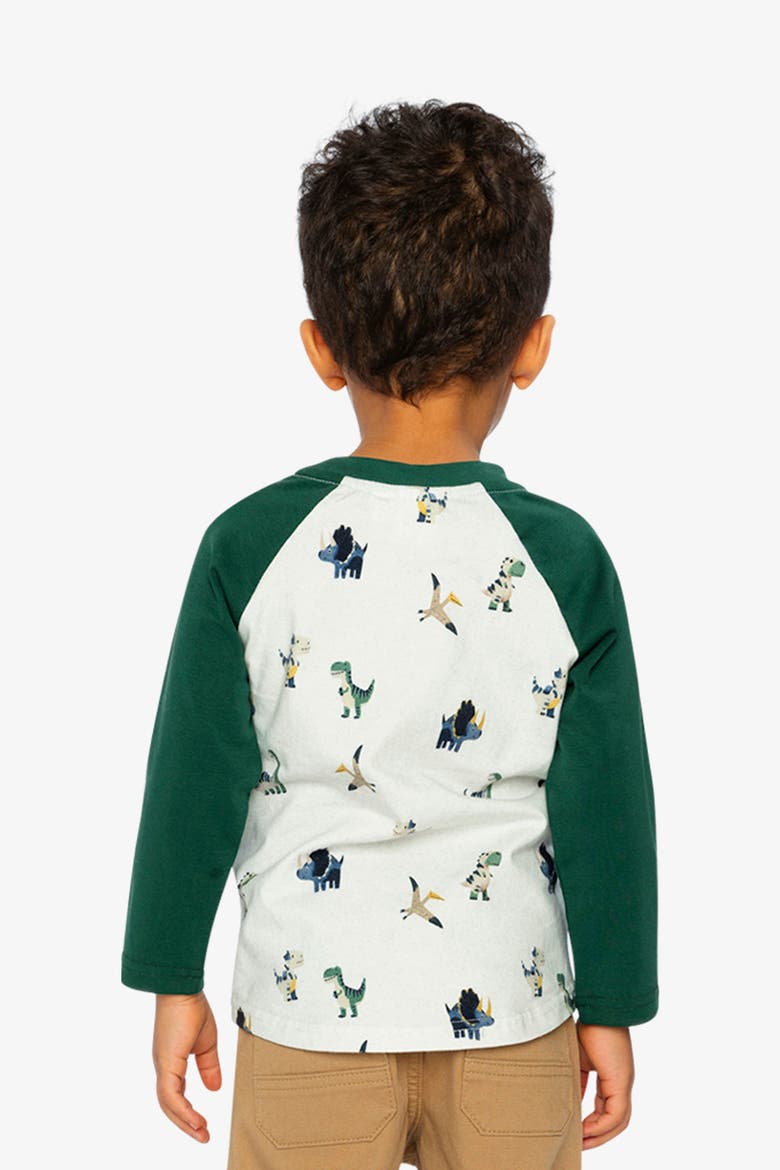 Raglan Dino Allover Crew Neck Long Sleeve T-Shirt, Alternate, color, Beige Dinosaur Print