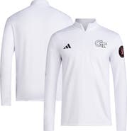 adidas Men's adidas White Georgia Tech Yellow Jackets Wear Pink Quarter-Zip Pullover