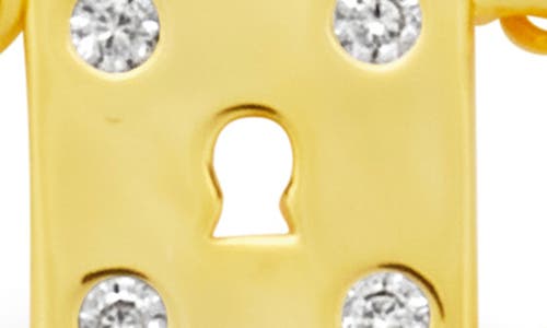 Sterling Forever Double Padlock Cubic Zirconia Pendant Necklace In Gold