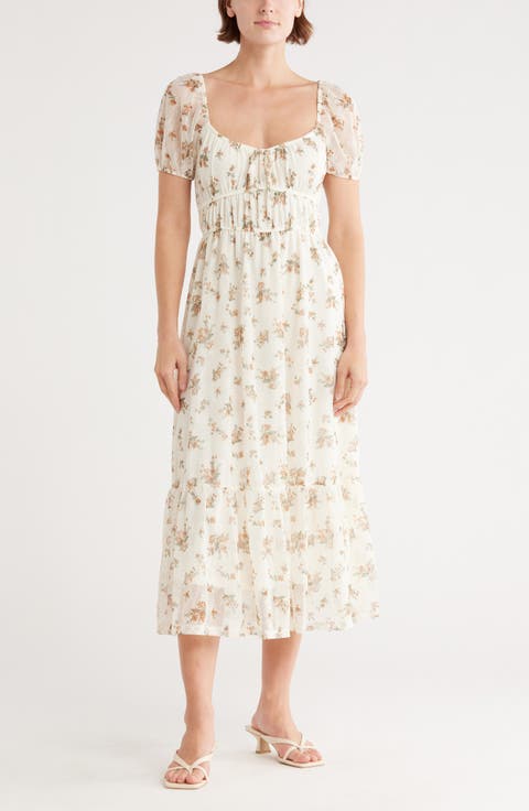 Puff Sleeve Midi Dress