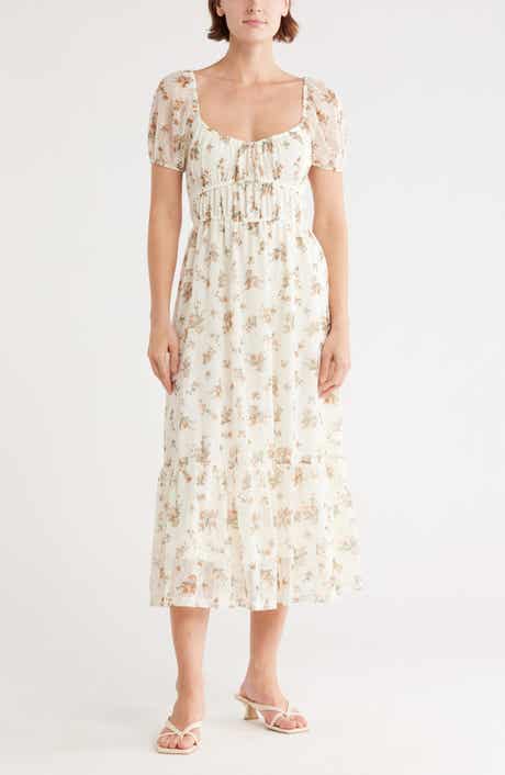 Blu Pepper Puff Sleeve Midi Dress