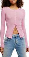 Free People Going Places Pointelle Stitch Snap Front Top