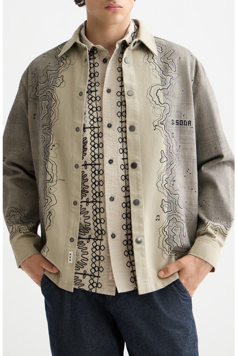 Map Graphic Snap-Up Overshirt, Main, color, PLAZA TAUPE