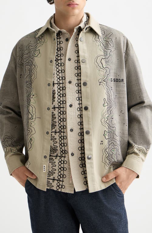 Scotch & Soda Map Graphic Snap-up Overshirt In Neutral