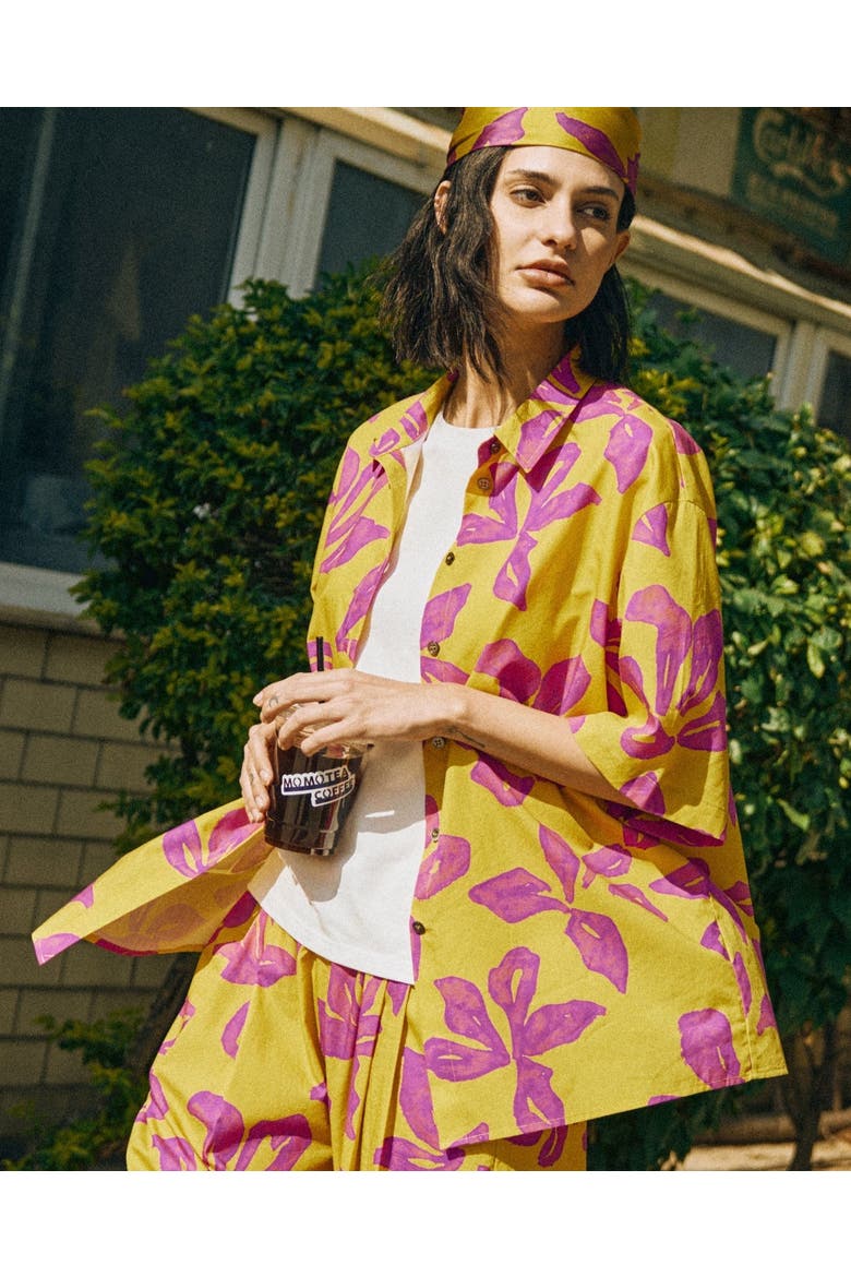 "Tropical Bliss" Oversized Hawaii Shirt, Alternate, color, Golden Hour
