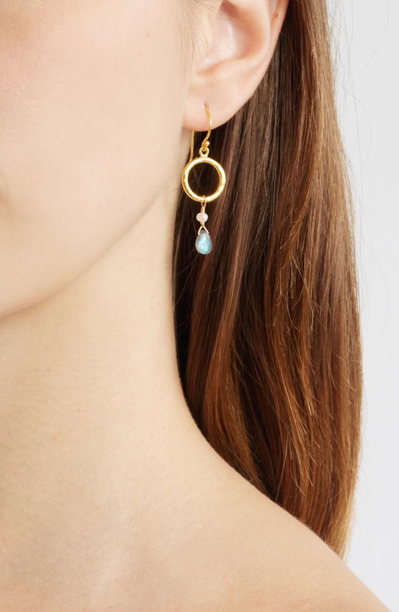 Kiara by Ki-ele Chelsea Freshwater Pearl & Labradorite Drop Earrings, Alternate, color, Gold/ White