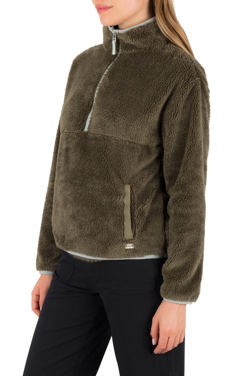 Hurley Scout Polar Fleece Anorak, Alternate, color, Vintage Olive