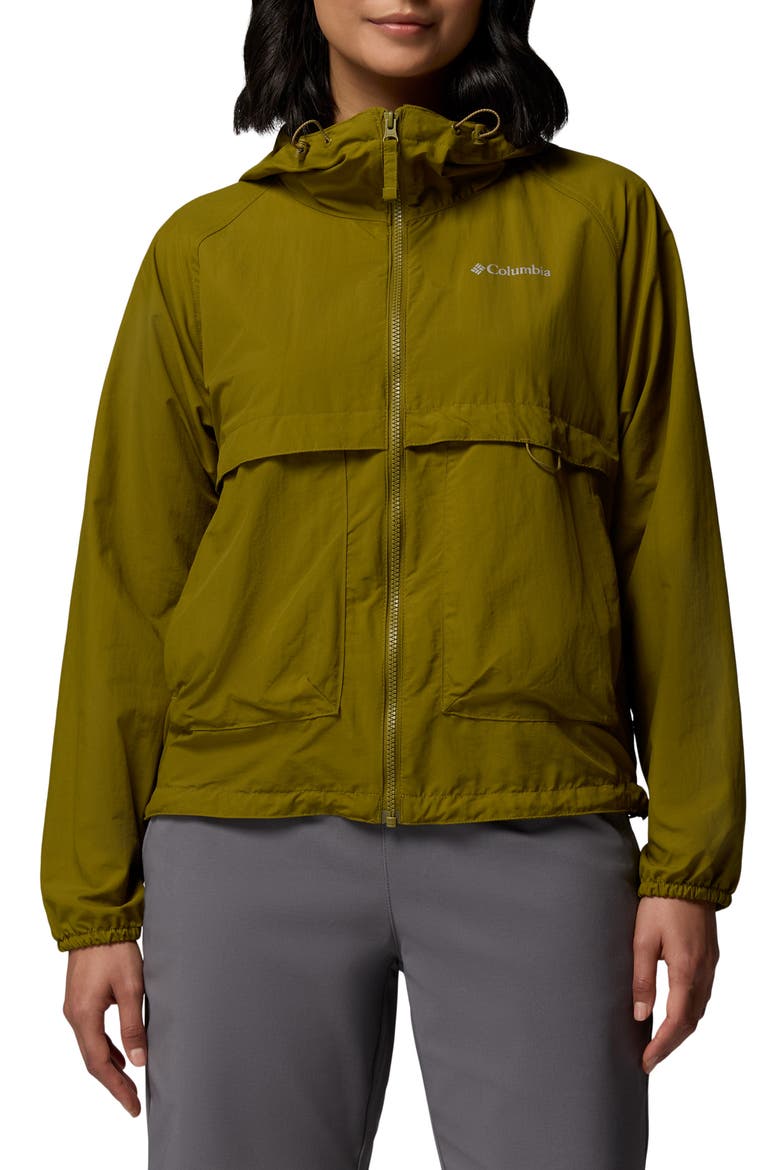 Spire Valley Water Repellent Windbreaker, Main, color, MOSSY GREEN