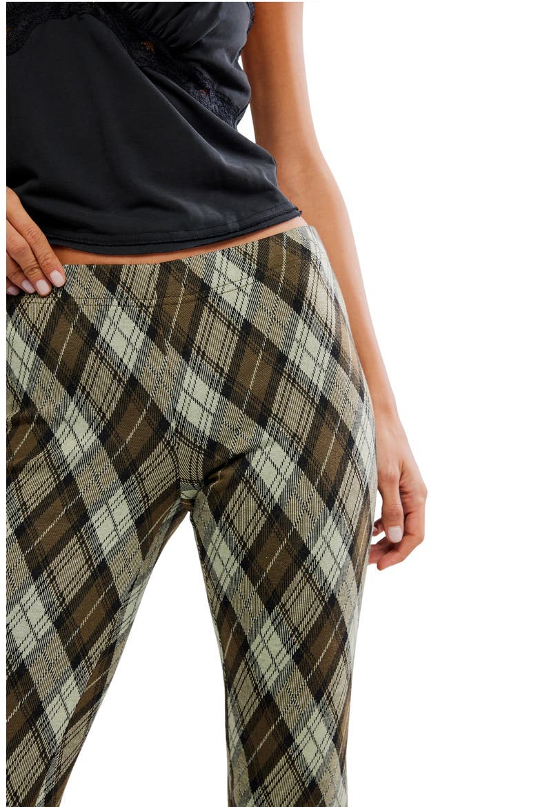 Chloe Plaid Flare Leg Knit Pants, Alternate, color, OLIVE COMBO