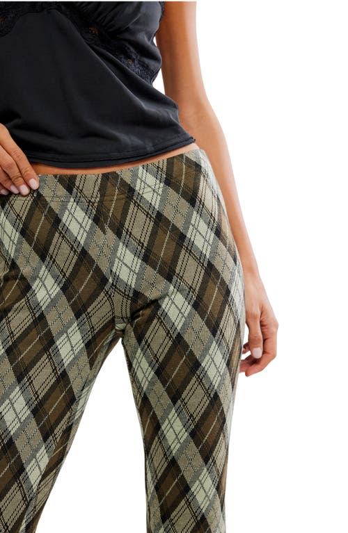 Free People Chloe Plaid Flare Leg Knit Pants In Green