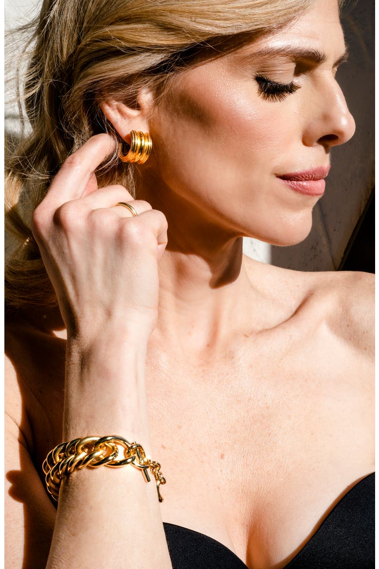 Baby Triple Hoop Earrings, Alternate, color, 14K GOLD