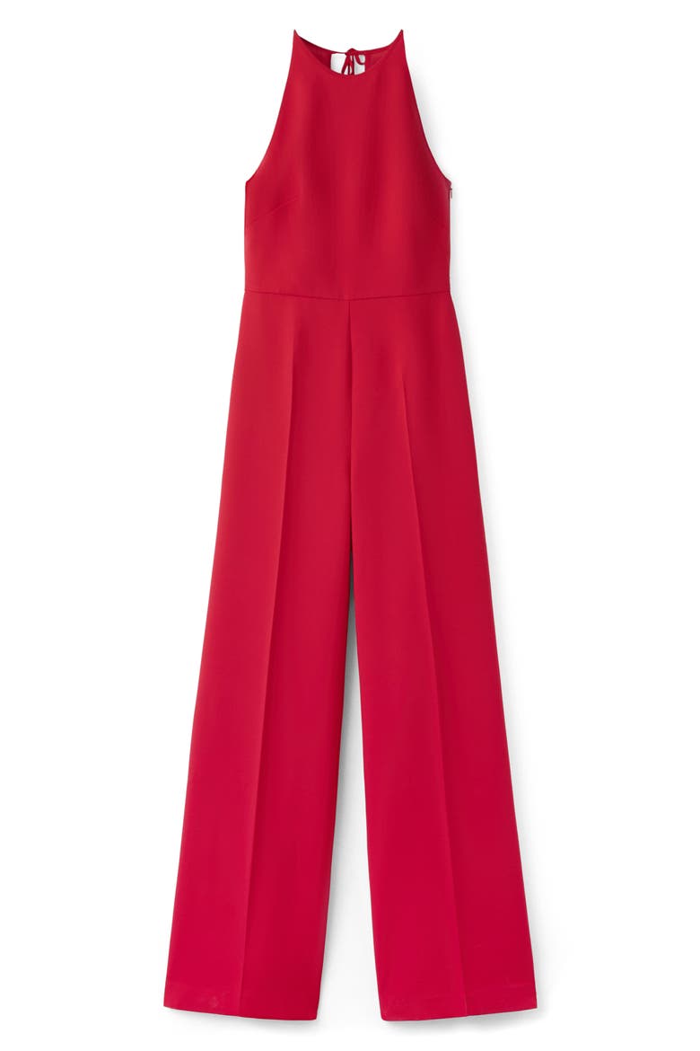 Open Back Halter Neck Jumpsuit, Main, color, RED