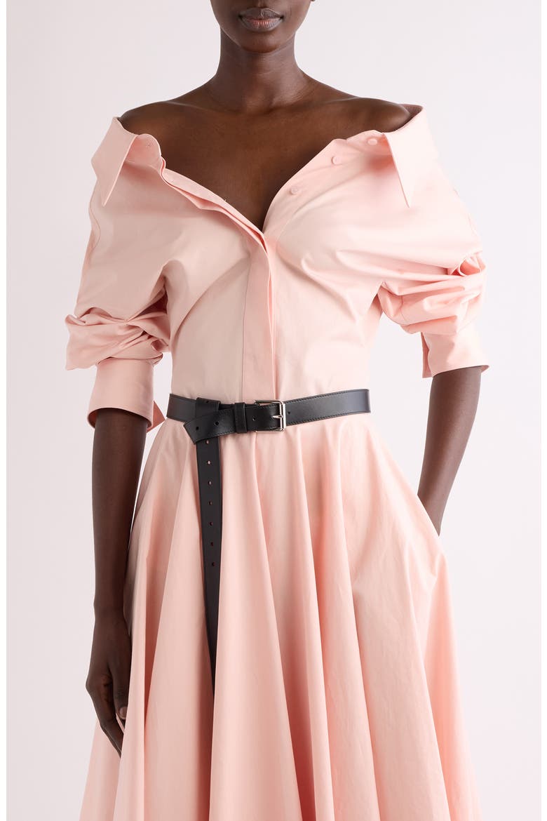 Slashed Barrel Sleeve Cotton Poplin Button-Up Shirt, Main, color, SILK PINK