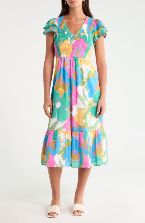 Patte Floral Patte Tiered Midi Dress