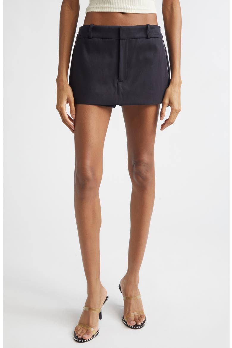 Mid Rise Cotton Miniskort, Main, color, BLACK