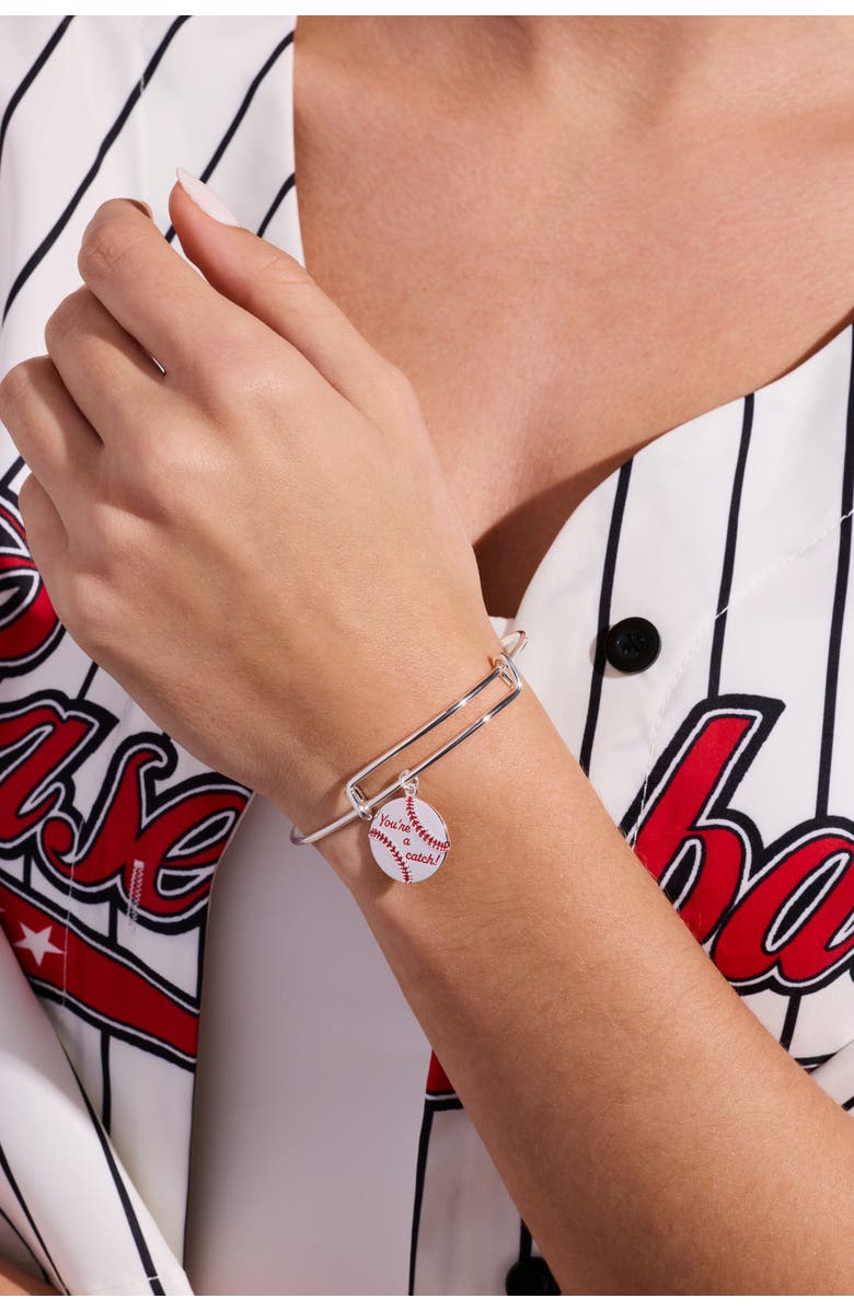 Alex and Ani "You're A Catch" Baseball Charm Bangle, Alternate, color,