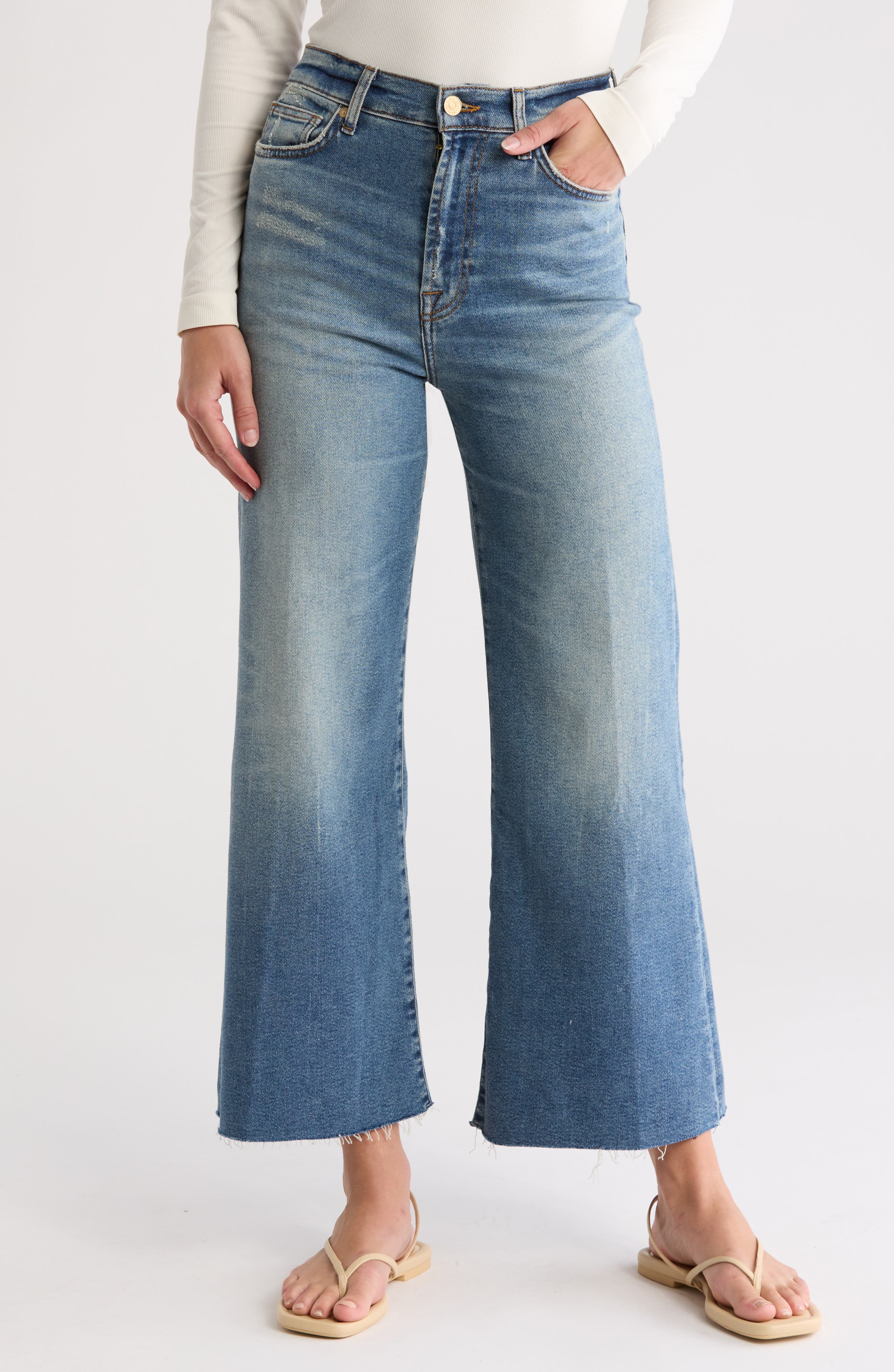7 For All Mankind Uhr Cropped Wide Leg Jeans