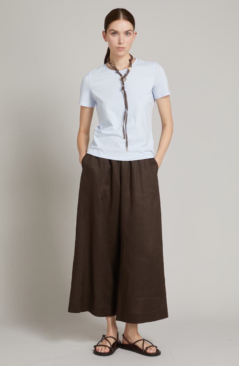 MM by Max Mara Canneti Wide Leg Linen Pants, Alternate, color, Dark Brown