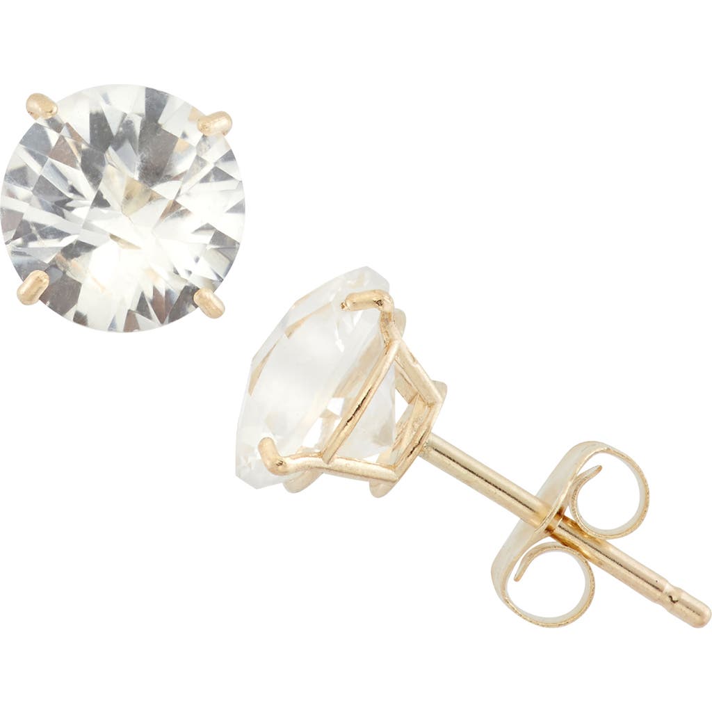 Fuzion Creations Amethyst Stud Earrings In White Sapphire/yellow Gold